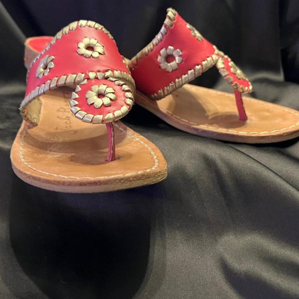 Jack Rogers Palm Beach Leather Platinum Flat